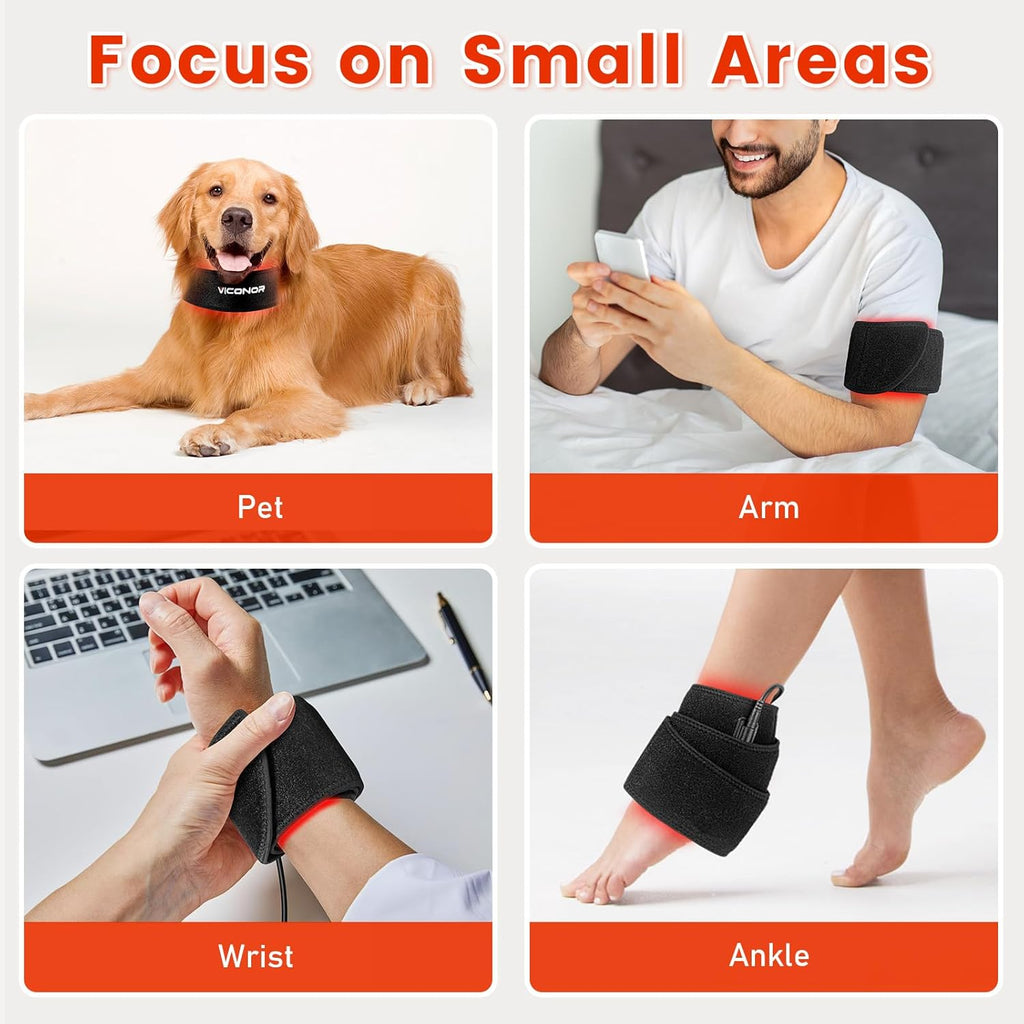 Viconor Infrared light therapy | Near Infrared Light Therapy for Face Neck 15W Wearable Red Light Neck Wrap with Timer Belt for Chin Hand Wrist Knee Unisex Gift