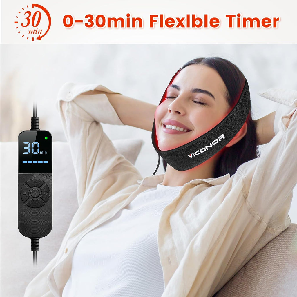 Viconor Infrared light therapy | Near Infrared Light Therapy for Face Neck 15W Wearable Red Light Neck Wrap with Timer Belt for Chin Hand Wrist Knee Unisex Gift