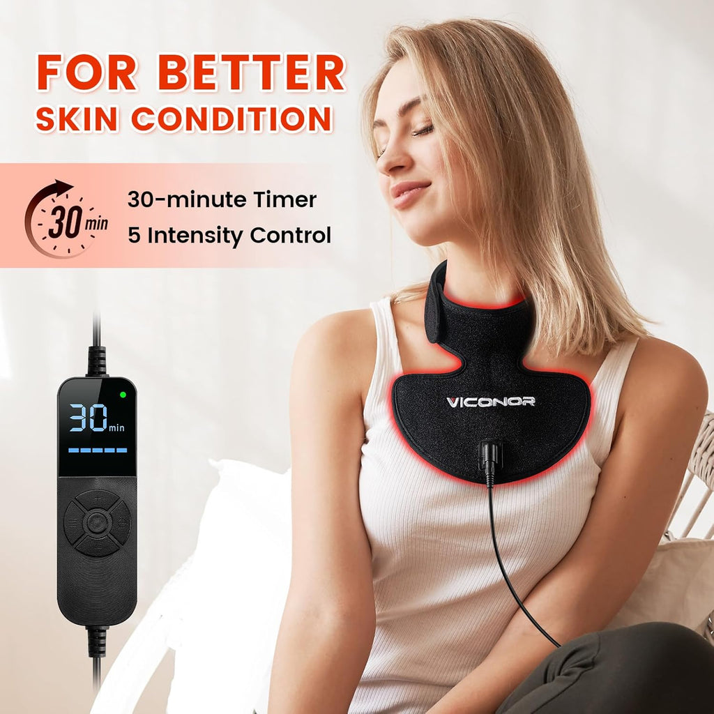 Viconor Infrared light therapy | For Neck and Chest, Device Portable 660nm Red Light & 850nm