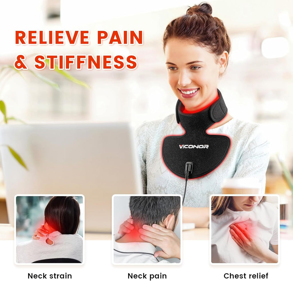 Viconor Infrared light therapy | For Neck and Chest, Device Portable 660nm Red Light & 850nm
