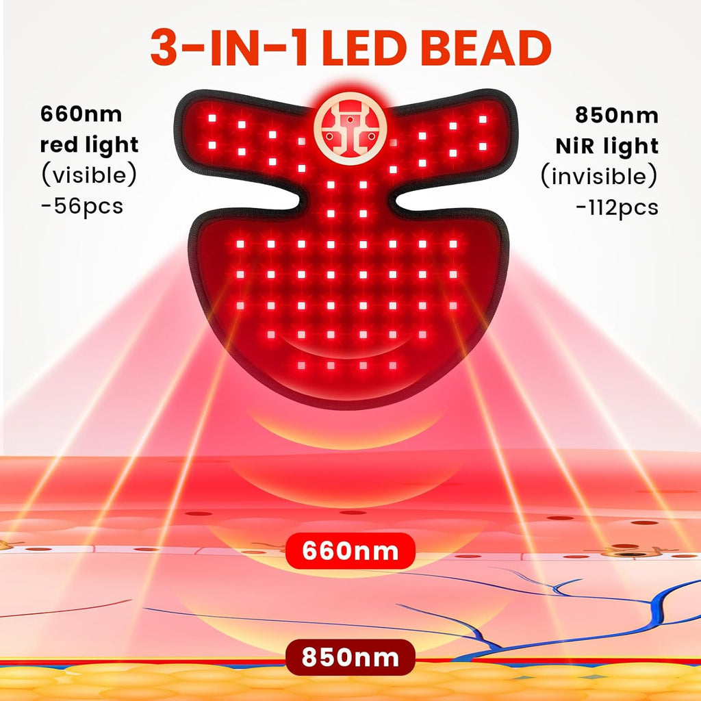 Viconor Infrared light therapy | For Neck and Chest, Device Portable 660nm Red Light & 850nm