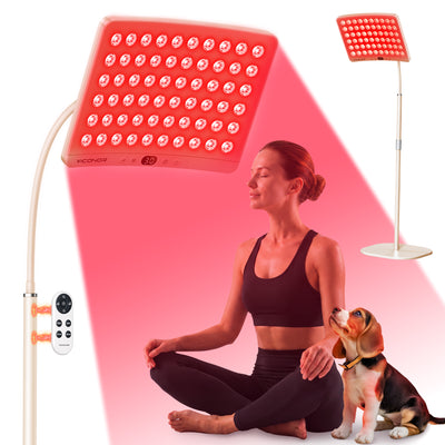 Red Light Therapy for Face and Body, Red Light Therapy for Face Lamp with Adjustable Stand 660nm Red Light&850nm Near Infrared Light Therapy Device for Body LED Red Light Therapy Panel Gift(Apricot)