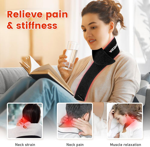 Viconor Infrared light therapy | Near Infrared Light Therapy for Face Neck 15W Wearable Red Light Neck Wrap with Timer Belt for Chin Hand Wrist Knee Unisex Gift