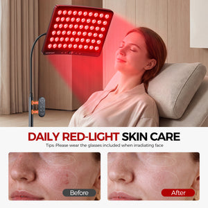 Red Light Therapy for Face and Body, Red Light Therapy for Face Lamp with Adjustable Stand 660nm Red Light&850nm Near Infrared Light Therapy Device for Body LED Red Light Therapy Panel Gift(Black)