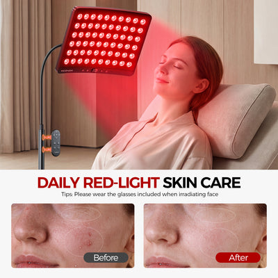 Red Light Therapy for Face and Body, Red Light Therapy for Face Lamp with Adjustable Stand 660nm Red Light&850nm Near Infrared Light Therapy Device for Body LED Red Light Therapy Panel Gift(Black)
