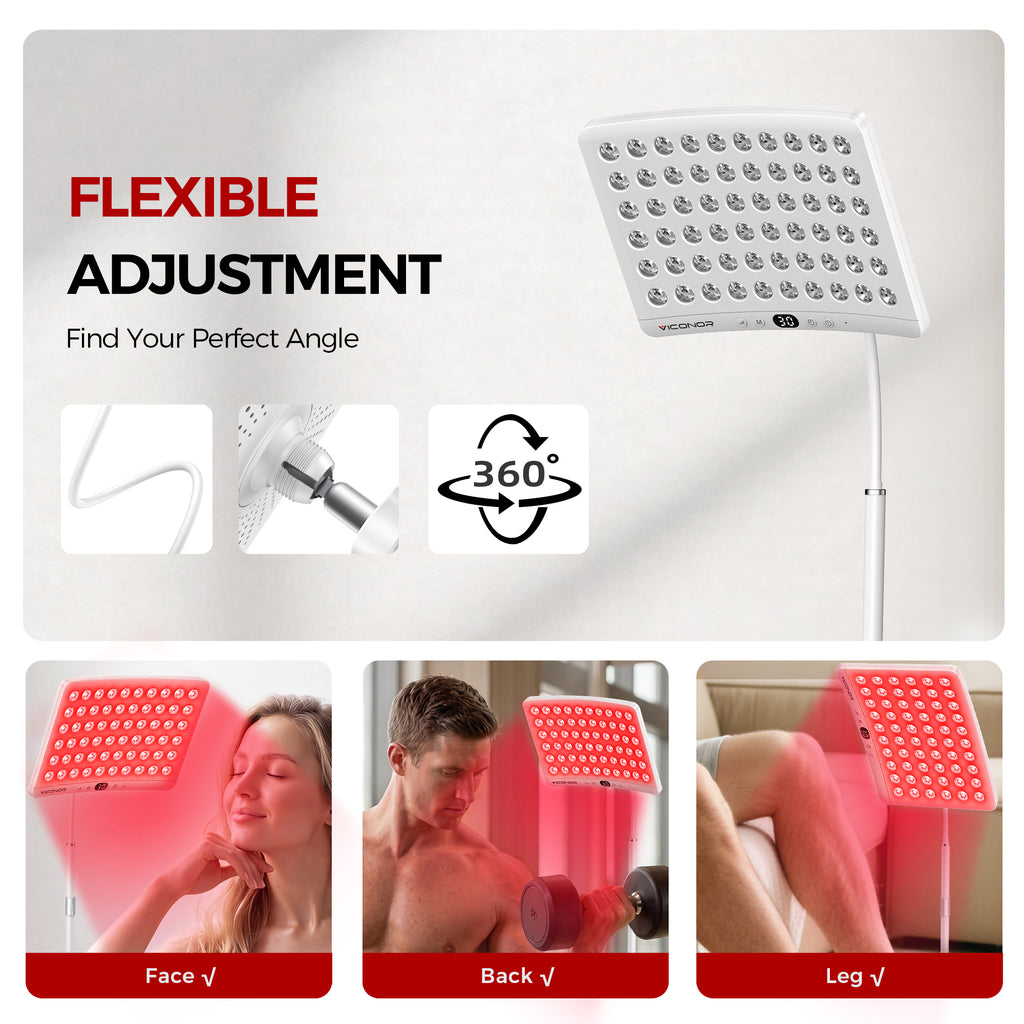 Red Light Therapy for Face and Body, Red Light Therapy for Face Lamp with Adjustable Stand 660nm Red Light&850nm Near Infrared Light Therapy Device for Body LED Red Light Therapy Panel Gift(White)