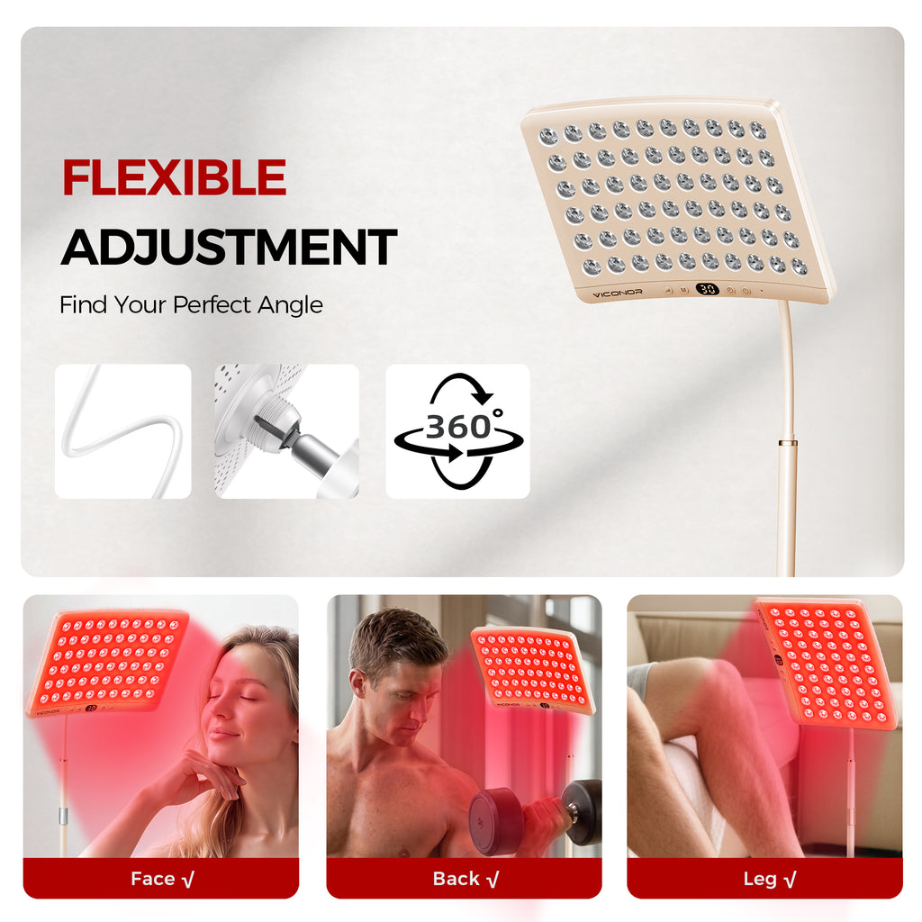 Red Light Therapy for Face and Body, Red Light Therapy for Face Lamp with Adjustable Stand 660nm Red Light&850nm Near Infrared Light Therapy Device for Body LED Red Light Therapy Panel Gift(Apricot)