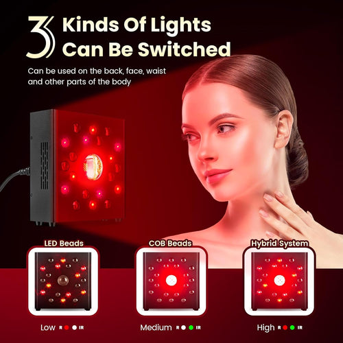 Viconor Infrared light therapy | Innovative COB Bead, 216W of Power, Ideal for Body, Face, Improve Sleep, Skin Health, Includes Hanging Kit & Handle