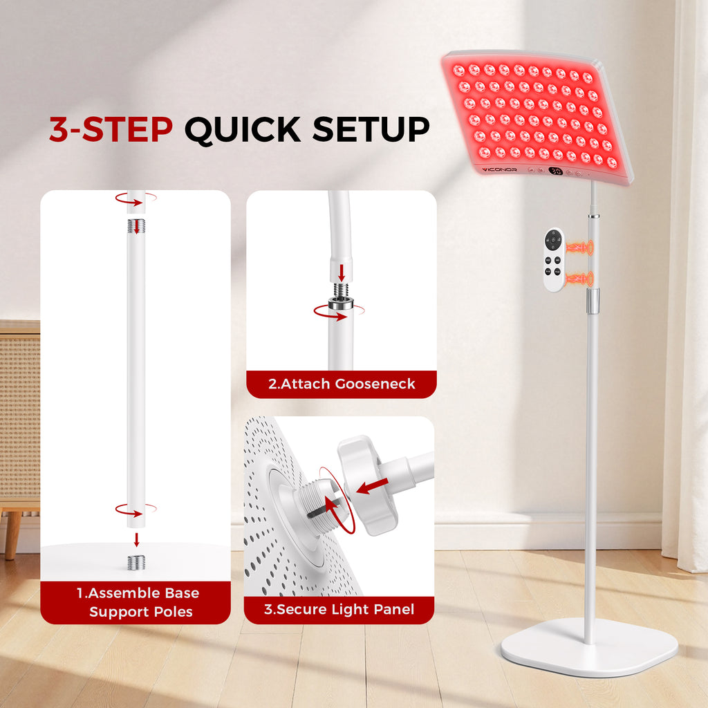 Red Light Therapy for Face and Body, Red Light Therapy for Face Lamp with Adjustable Stand 660nm Red Light&850nm Near Infrared Light Therapy Device for Body LED Red Light Therapy Panel Gift(White)