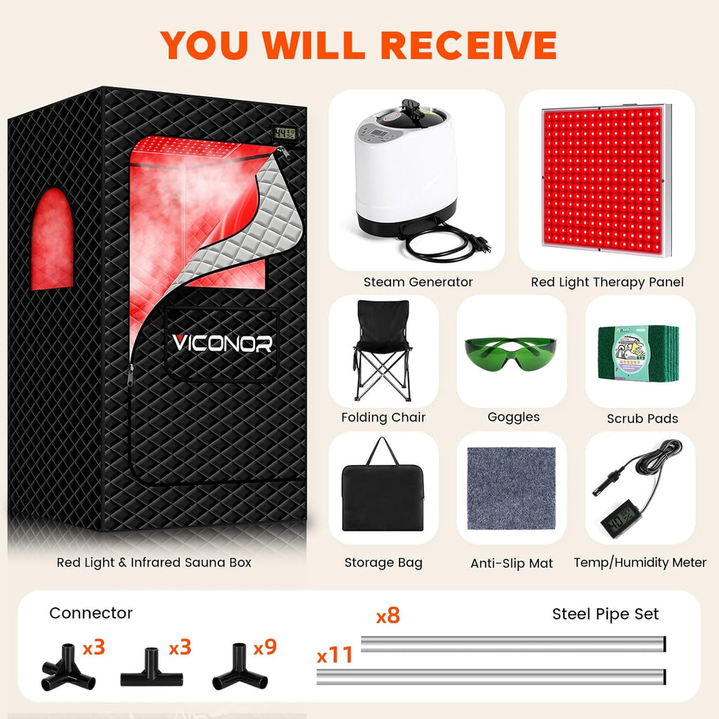 Viconor Infrared light therapy | Infrared Sauna Box, Portable Steam Infrared Sauna Tent