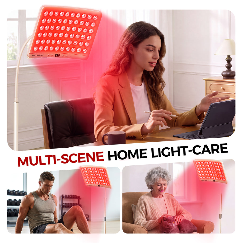 Red Light Therapy for Face and Body, Red Light Therapy for Face Lamp with Adjustable Stand 660nm Red Light&850nm Near Infrared Light Therapy Device for Body LED Red Light Therapy Panel Gift(Apricot)